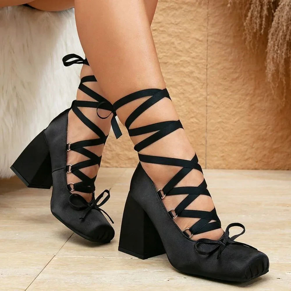 Satin Cross-Strap Ballet Flats